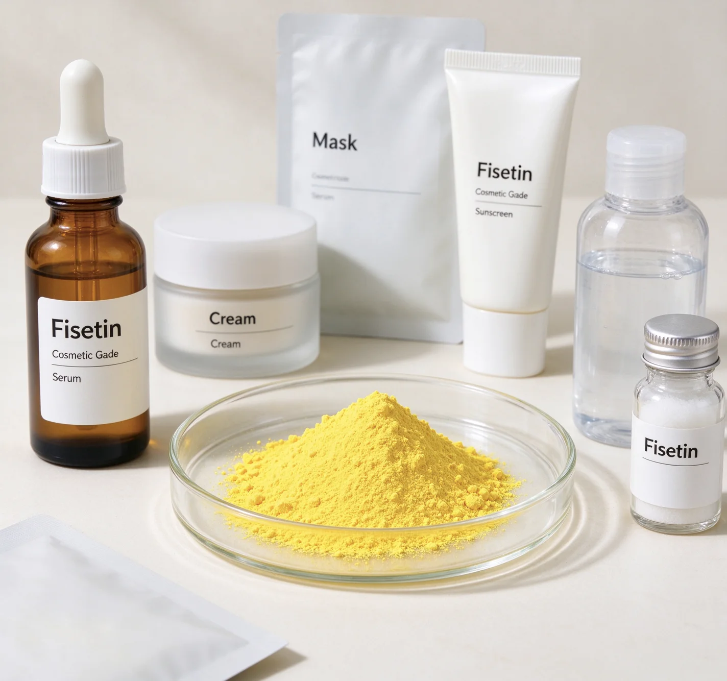 Fisetin, cosmetic grade, application illustration